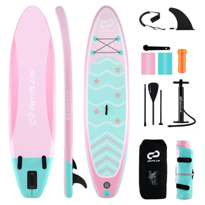 11 Feet Inflatable Stand up Paddle Board with 3 Fins and Adjustable Paddle-L, Pink Surfing   at Gallery Canada