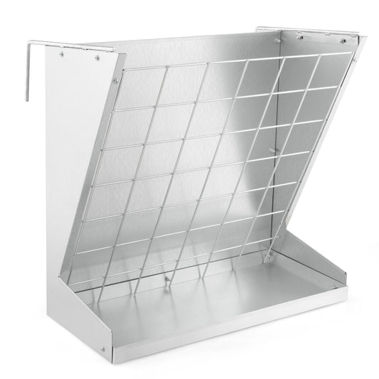 2-in-1 Wall-Mounted Hay Rack Hay and Grain Feeder with Adjustable Hooks, Silver Pets Silver  at Gallery Canada