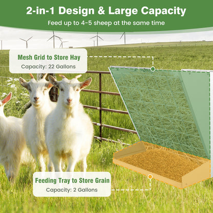 2-in-1 Wall-Mounted Hay Rack Hay and Grain Feeder with Adjustable Hooks, Silver Pets   at Gallery Canada