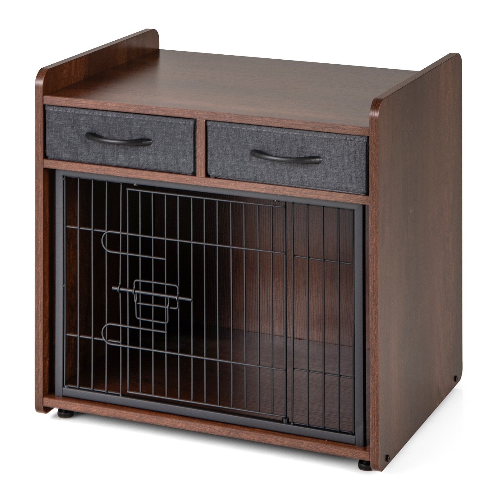 Dog Crate Furniture Indoor Dog Cage with 2 Fabric Drawers End Table, Rustic Brown Dog Kennels   at Gallery Canada