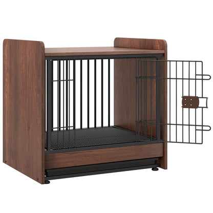 Dog Crate Indoor Dog Cage with Removable Tray and Lockable Door, Rustic Brown Dog Kennels Rustic Brown  at Gallery Canada