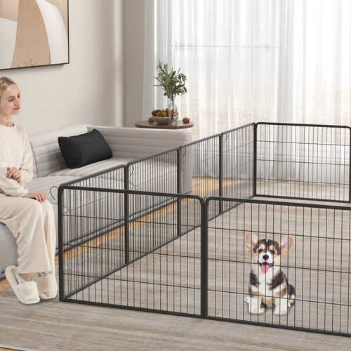 16 Panel 24/32/40 Inches Height Dog Playpen with Lock and Large Door-24 inches