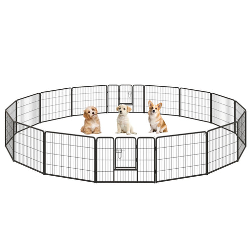 16 Panel 24/32/40 Inches Height Dog Playpen with Lock and Large Door-24 inches