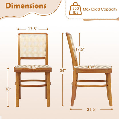 Set of 2 Boho Dining Chairs Rattan with Teak Wood Structure and Footrests, Natural Dining Chairs   at Gallery Canada