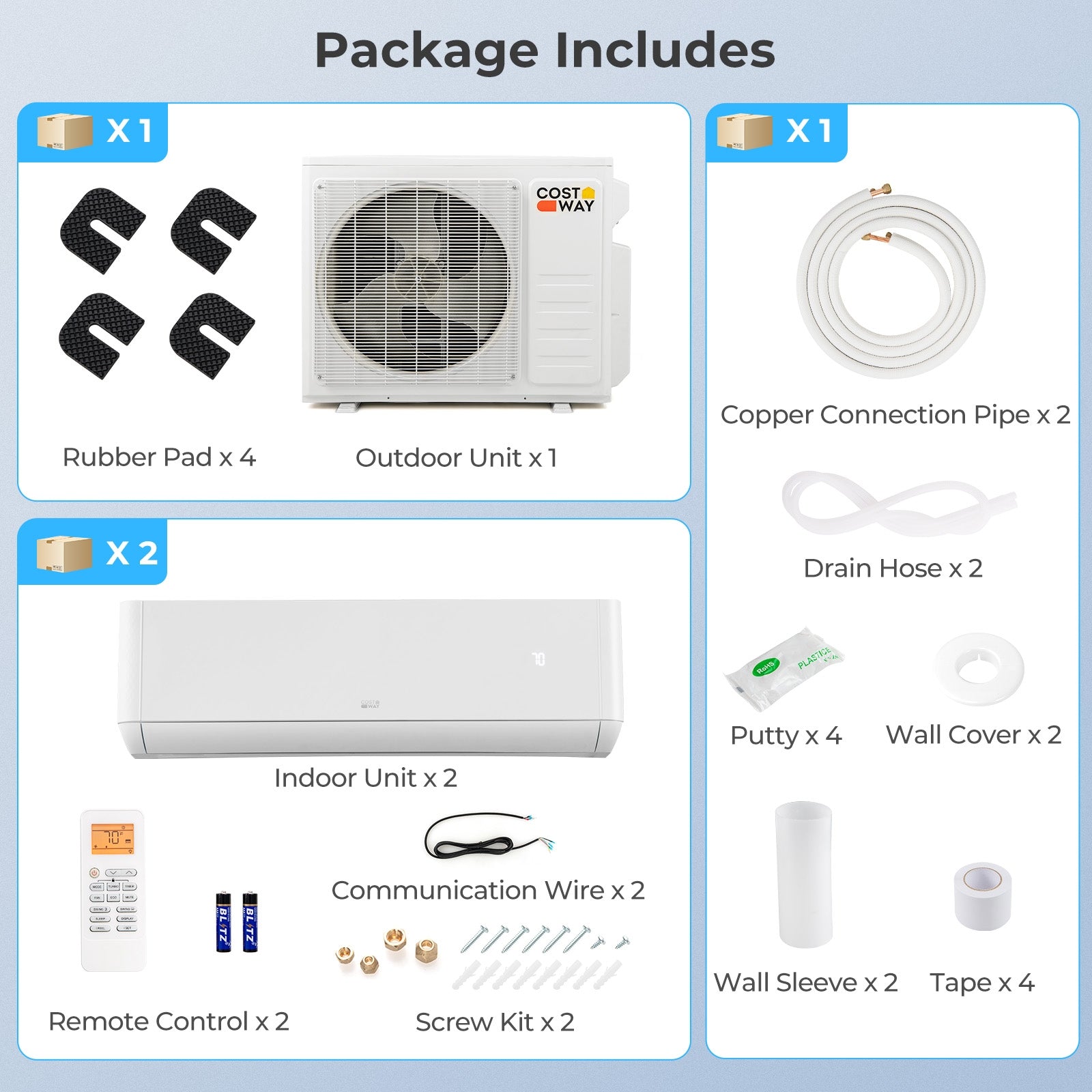 36000 BTU 2 Zone 21.5 SEER2 Mini Split AC with Heat Pump-12K + 12K, White Mini Split Air Conditioners   at Gallery Canada