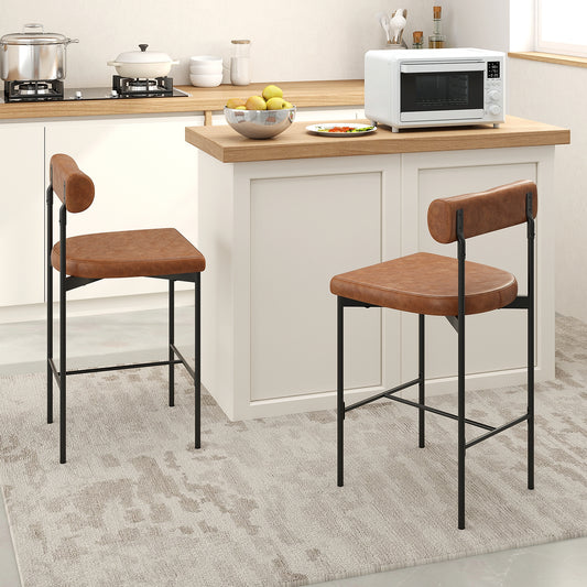 20 Inch Upholstered Bar Stools Set of 2 Counter Height Bar Chairs with  Backrest, Brown Bar Stools Brown  at Gallery Canada