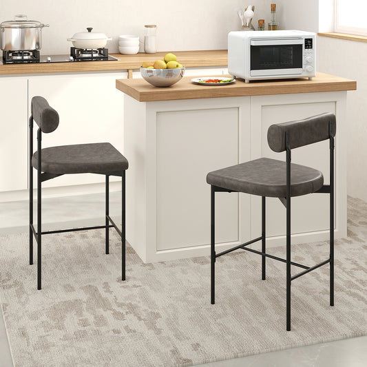 20 Inch Upholstered Bar Stools Set of 2 Counter Height Bar Chairs with  Backrest, Gray Bar Stools Gray  at Gallery Canada