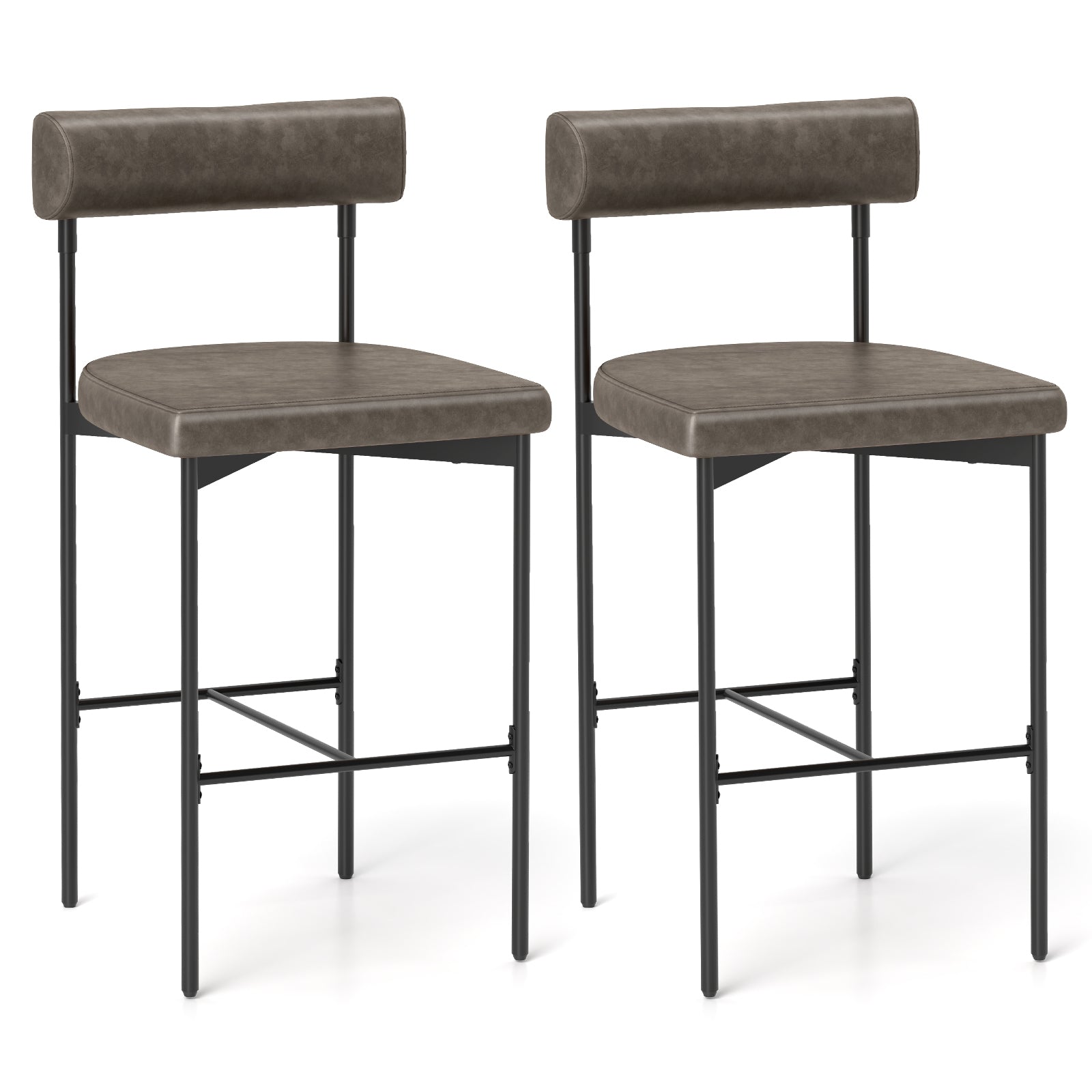 20 Inch Upholstered Bar Stools Set of 2 Counter Height Bar Chairs with  Backrest, Gray Bar Stools Gray  at Gallery Canada