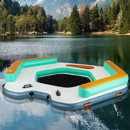 8.7 Feet Inflatable Floating Dock with Detachable Ladder and Mesh Swim Lounge, Multicolor Swimming   at Gallery Canada