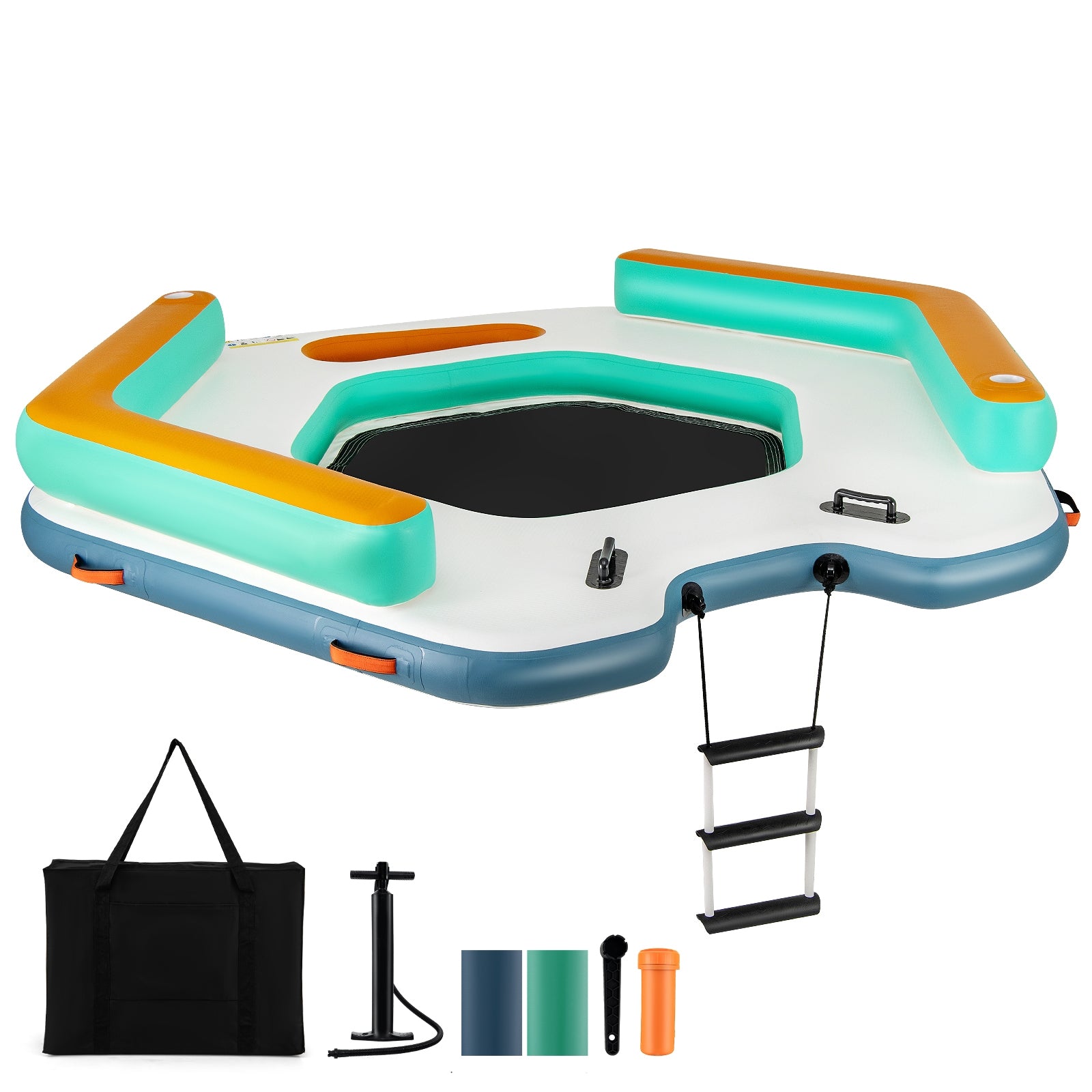 8.7 Feet Inflatable Floating Dock with Detachable Ladder and Mesh Swim Lounge, Multicolor Swimming Multicolor  at Gallery Canada