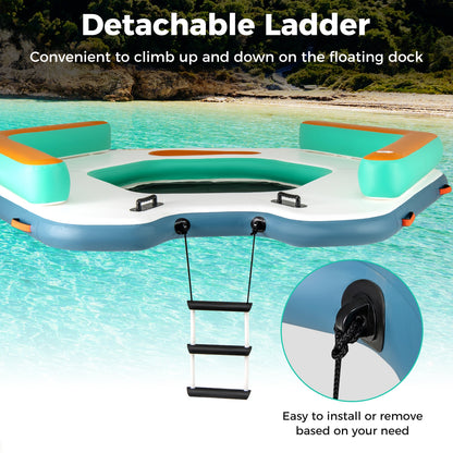 8.7 Feet Inflatable Floating Dock with Detachable Ladder and Mesh Swim Lounge, Multicolor Swimming   at Gallery Canada