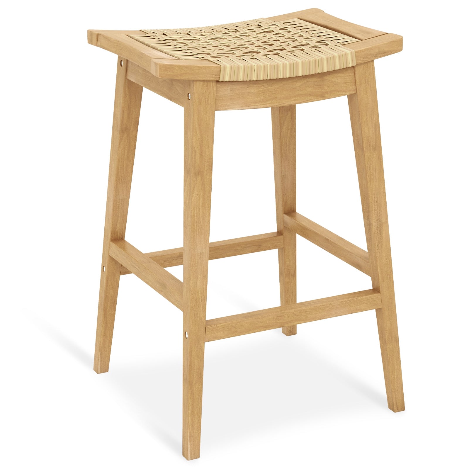 29 Inch Patio Rattan Barstool with Footrest and Saddle Seat, Natural Patio Bar Furniture Natural  at Gallery Canada