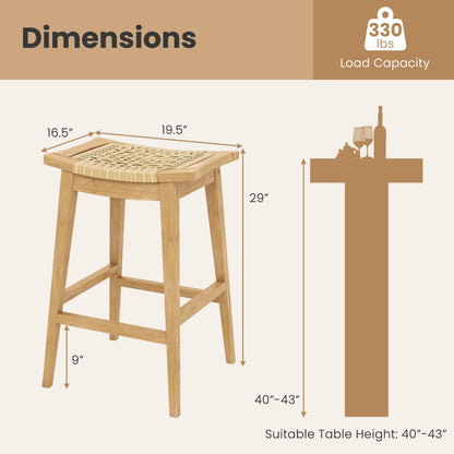 29 Inch Patio Rattan Barstool with Footrest and Saddle Seat, Natural Patio Bar Furniture   at Gallery Canada