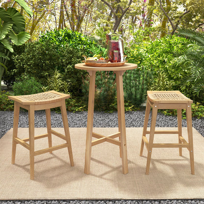 29 Inch Patio Rattan Barstool with Footrest and Saddle Seat, Natural Patio Bar Furniture   at Gallery Canada