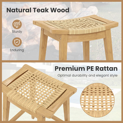 29 Inch Patio Rattan Barstool with Footrest and Saddle Seat, Natural Patio Bar Furniture   at Gallery Canada