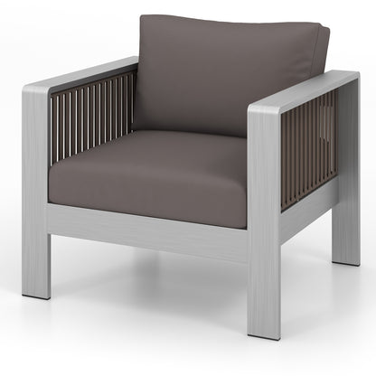 Patio Furniture Aluminum Armchair with Thick Back and Seat Cushion, Gray Patio Conversation Sets Gray  at Gallery Canada