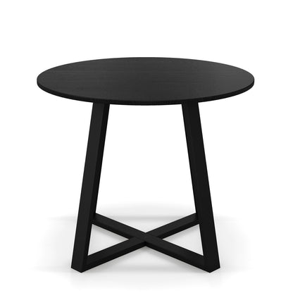 36 Inch Mid-Century Round Dining Table with Pedestal Base for Dining Room, Black Dining Tables   at Gallery Canada