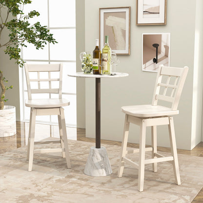 Counter Height Barstools Set of 2 with 6-Grid Hollow Back and Seat, White Bar Stools   at Gallery Canada