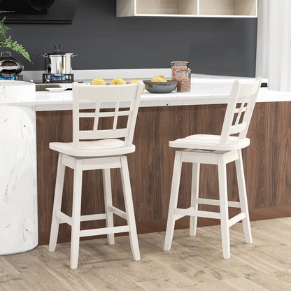 Counter Height Barstools Set of 2 with 6-Grid Hollow Back and Seat, White Bar Stools   at Gallery Canada