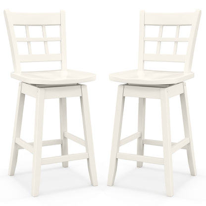 Counter Height Barstools Set of 2 with 6-Grid Hollow Back and Seat, White Bar Stools White  at Gallery Canada