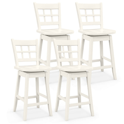 Counter Height Barstools Set of 2 with 6-Grid Hollow Back and Seat, White Bar Stools   at Gallery Canada