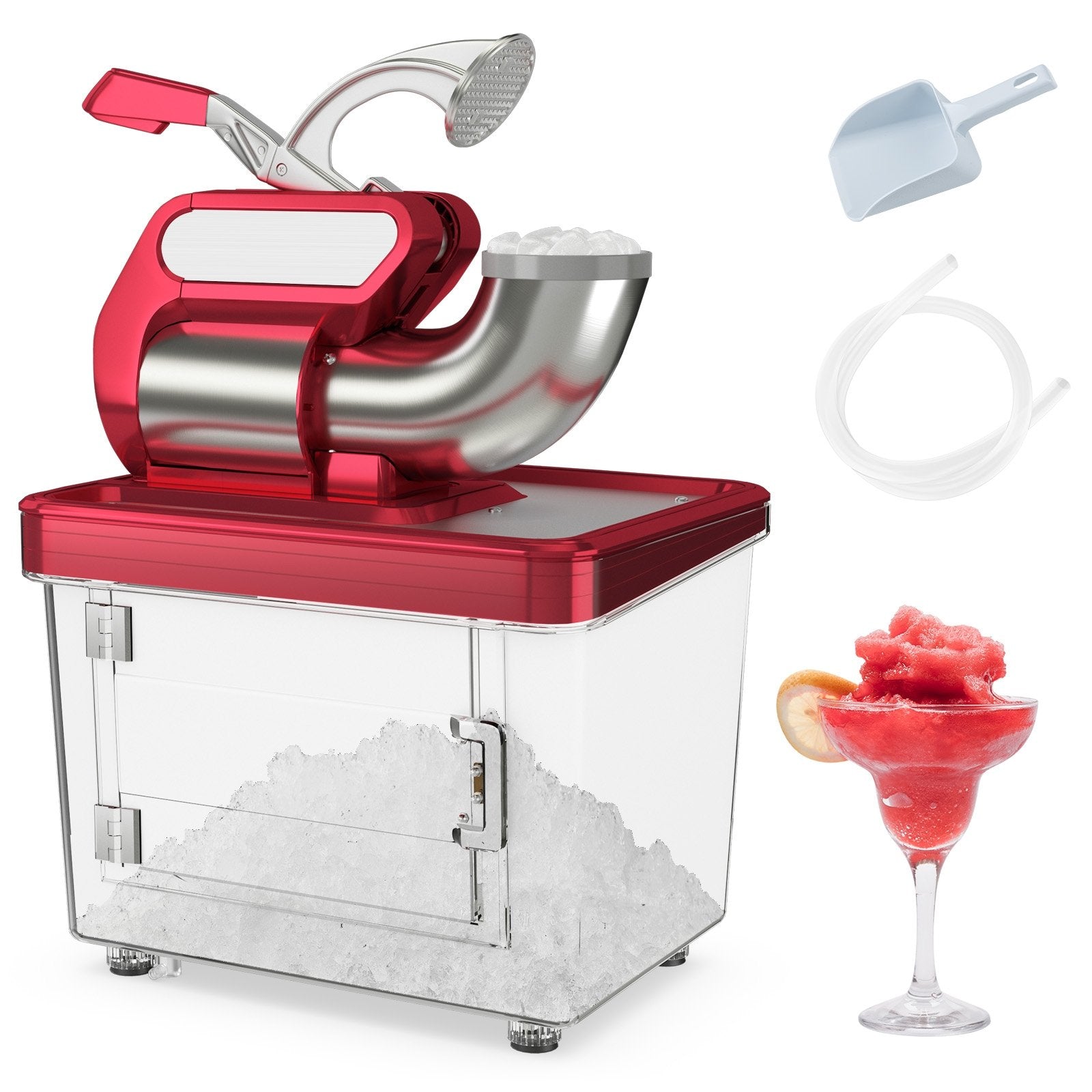 300W Commercial Ice Crusher with Dual Blades and Safety Switch, Red Ice Crushers & Shavers Red  at Gallery Canada