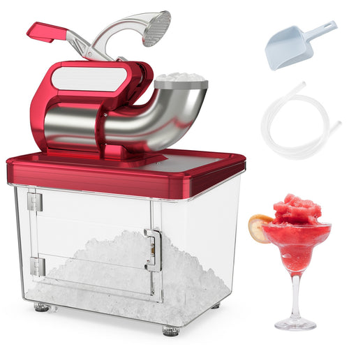 300W Commercial Ice Crusher with Dual Blades and Safety Switch, Red