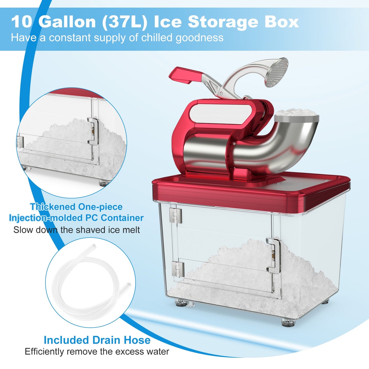 300W Commercial Ice Crusher with Dual Blades and Safety Switch, Red Ice Crushers & Shavers   at Gallery Canada