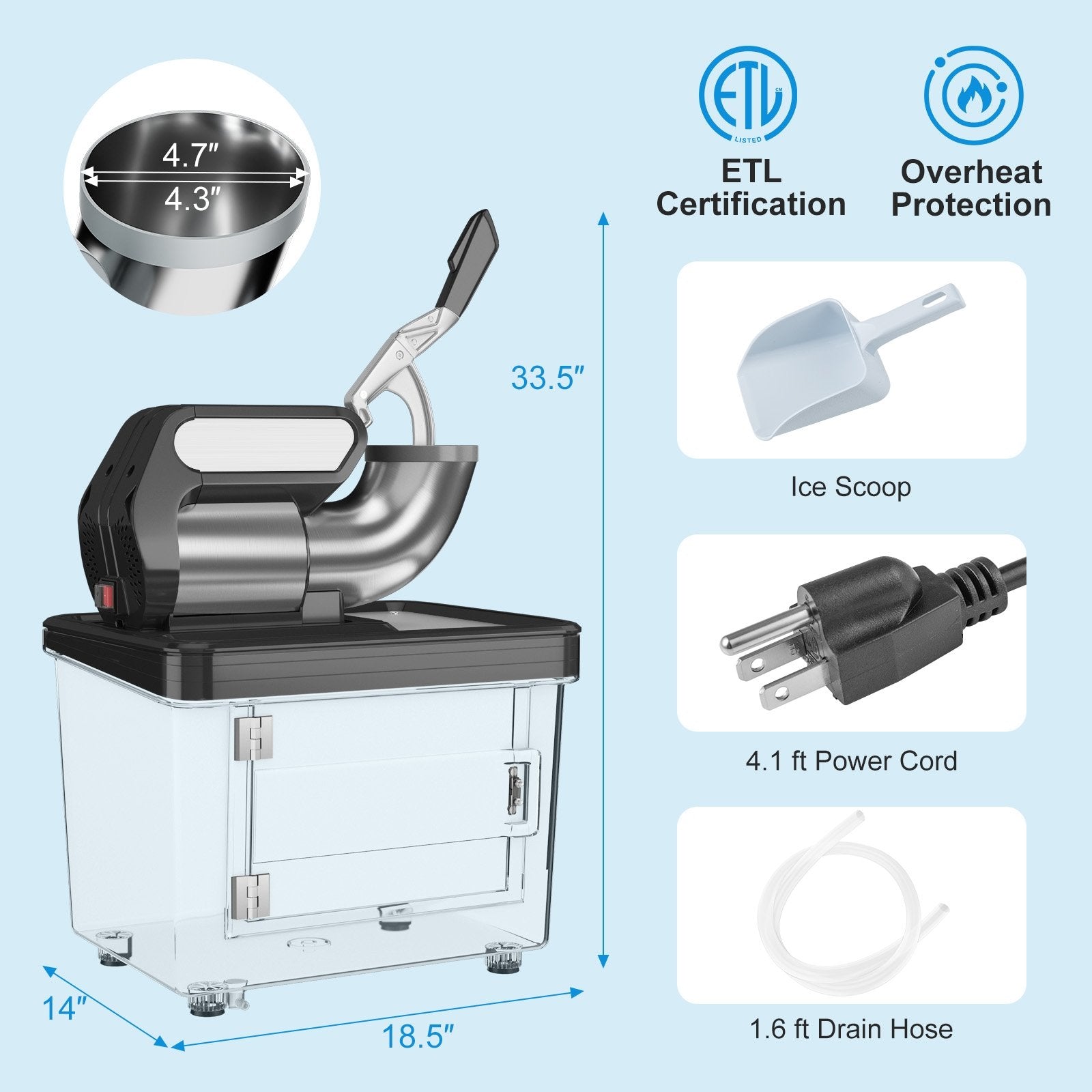 300W Commercial Ice Crusher with Dual Blades and Safety Switch, Black Ice Crushers & Shavers   at Gallery Canada