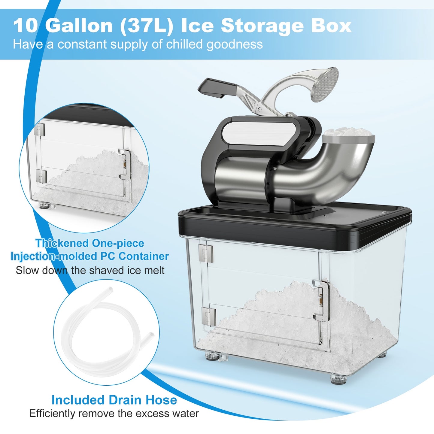 300W Commercial Ice Crusher with Dual Blades and Safety Switch, Black Ice Crushers & Shavers   at Gallery Canada