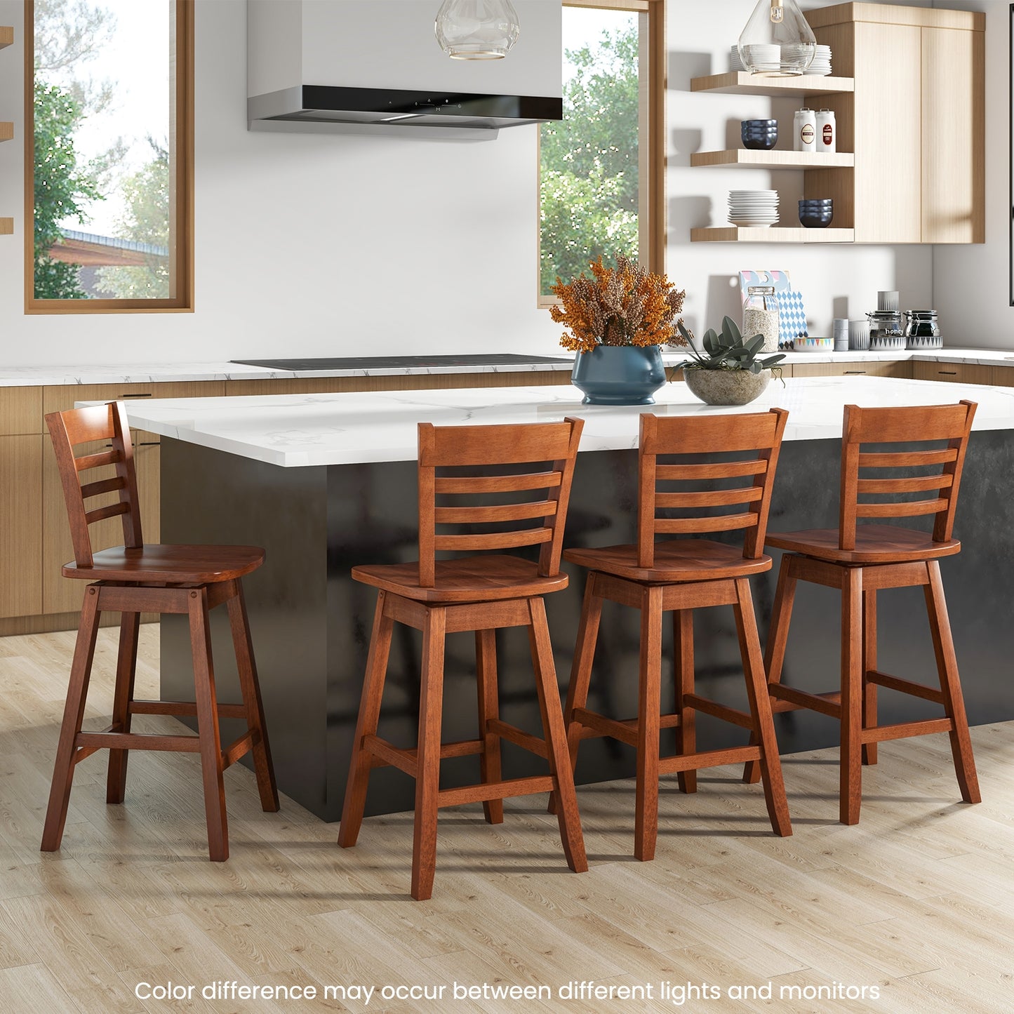 Counter Height Barstools Set of 2/4 with Footrest for Kitchen Island Bar, Walnut Bar Stools   at Gallery Canada