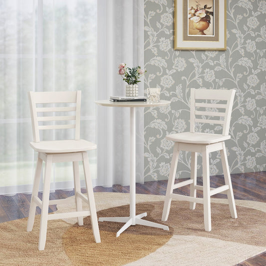 Counter Height Barstools Set of 2/4 with Footrest for Kitchen Island Bar, Cream White Bar Stools Cream White  at Gallery Canada