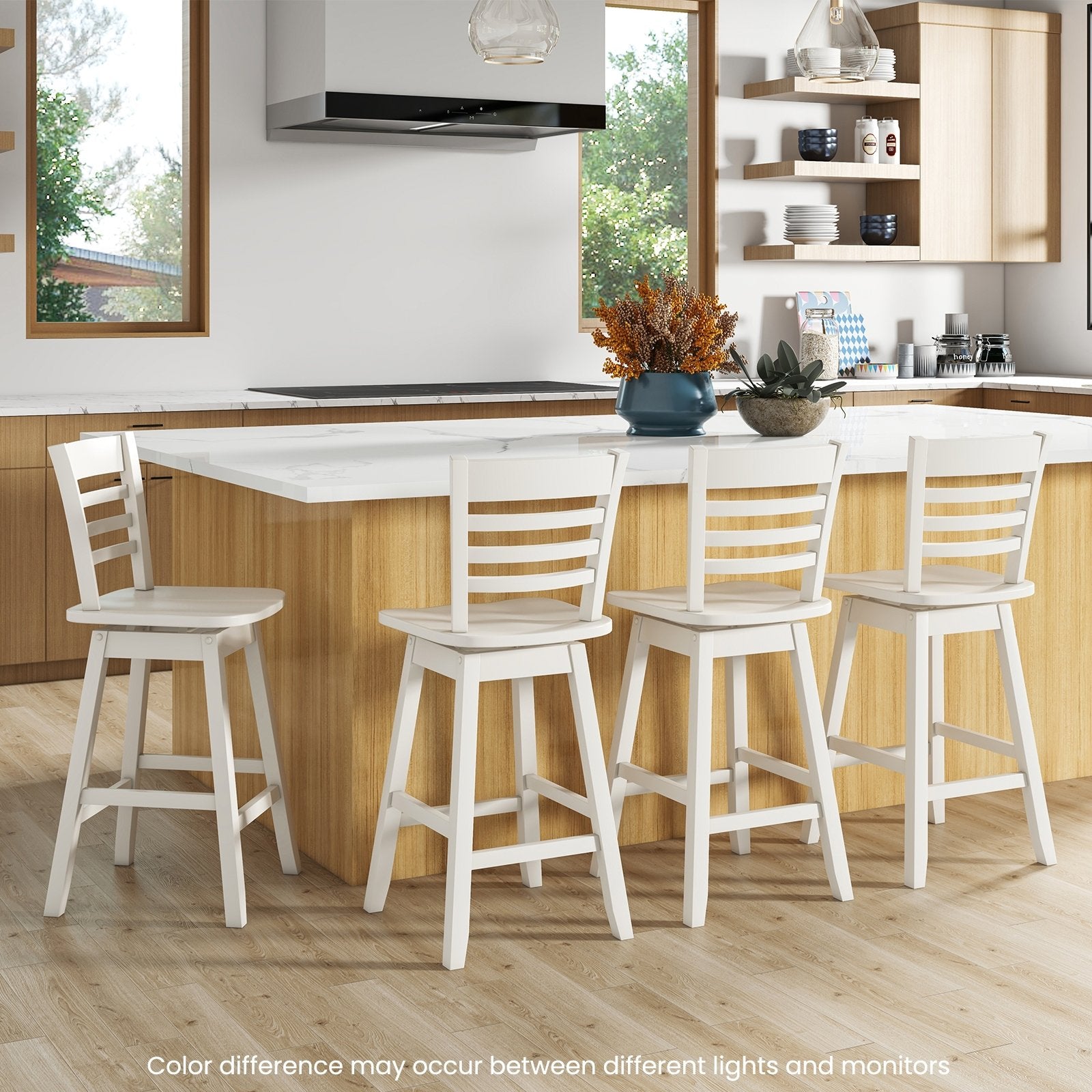 Counter Height Barstools Set of 2/4 with Footrest for Kitchen Island Bar, Cream White Bar Stools   at Gallery Canada