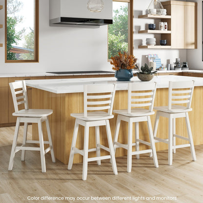 Counter Height Barstools Set of 2/4 with Footrest for Kitchen Island Bar, Cream White Bar Stools   at Gallery Canada