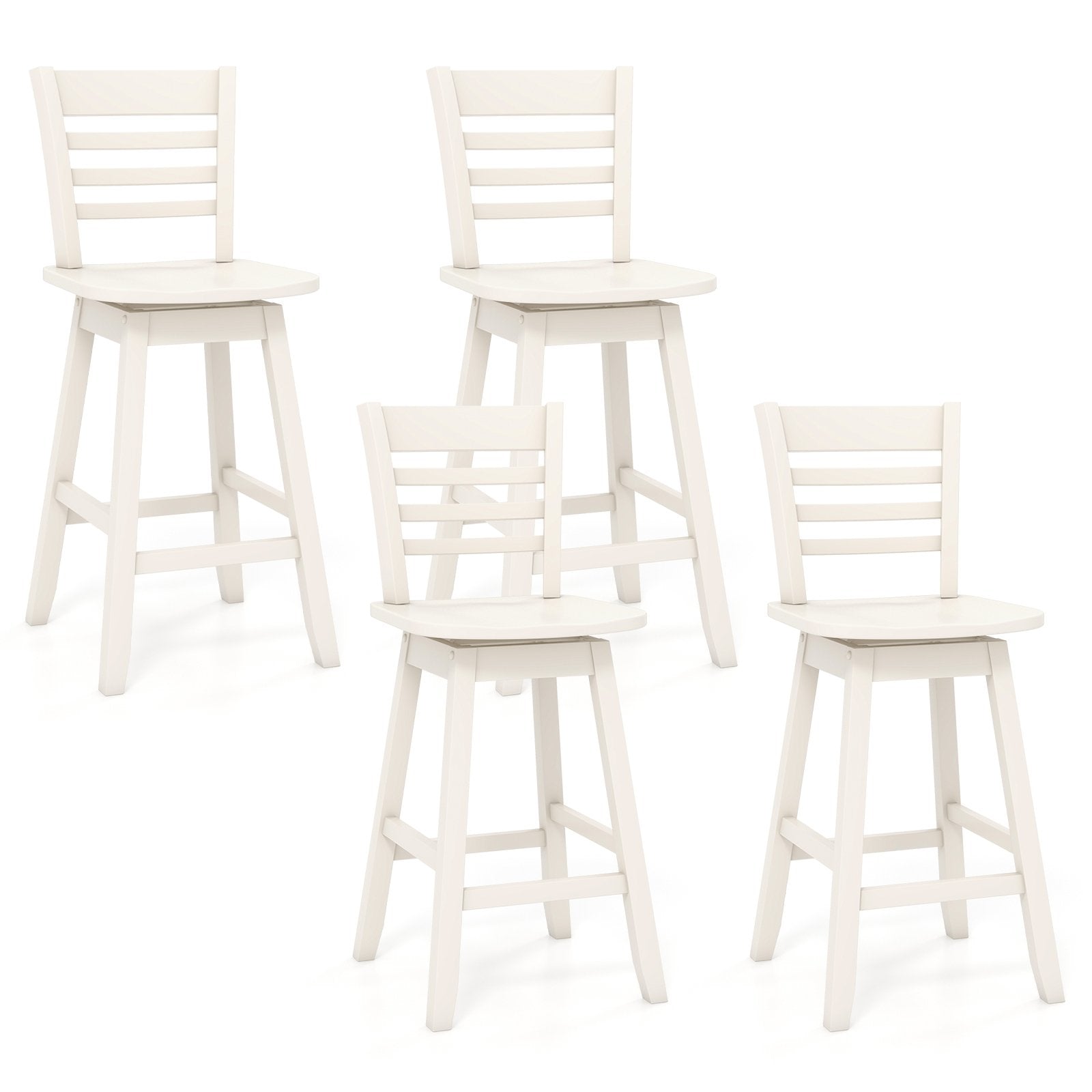 Counter Height Barstools Set of 2/4 with Footrest for Kitchen Island Bar, Cream White Bar Stools   at Gallery Canada