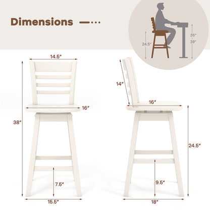 Counter Height Barstools Set of 2/4 with Footrest for Kitchen Island Bar, Cream White Bar Stools   at Gallery Canada