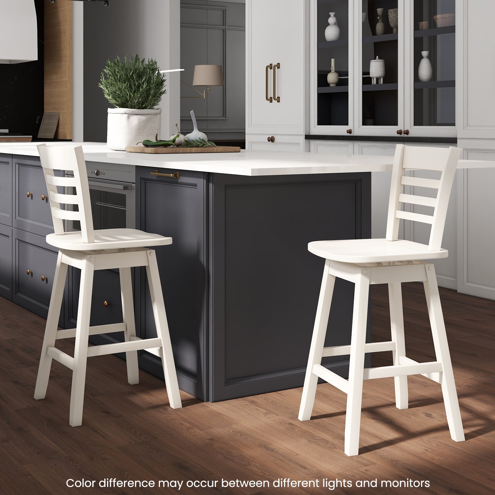 Counter Height Barstools Set of 2/4 with Footrest for Kitchen Island Bar, Cream White Bar Stools   at Gallery Canada