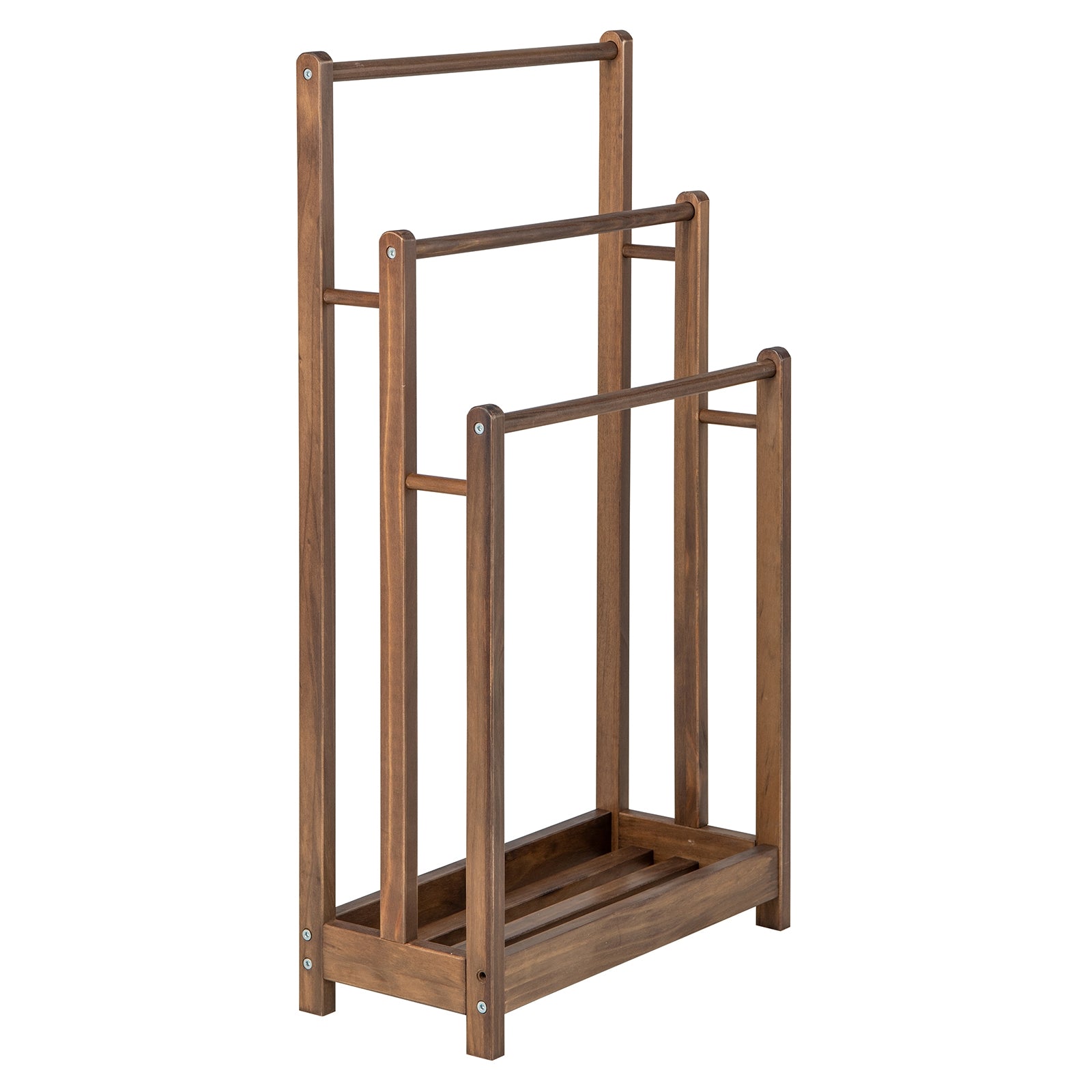 Freestanding Towel Rack 3-Bar Hand Towel Drying Stand with Bottom Storage Shelf, Rustic Brown Towel Racks at Gallery Canada