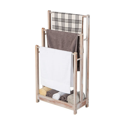 Freestanding Towel Rack 3-Bar Hand Towel Drying Stand with Bottom Storage Shelf, White Towel Racks   at Gallery Canada