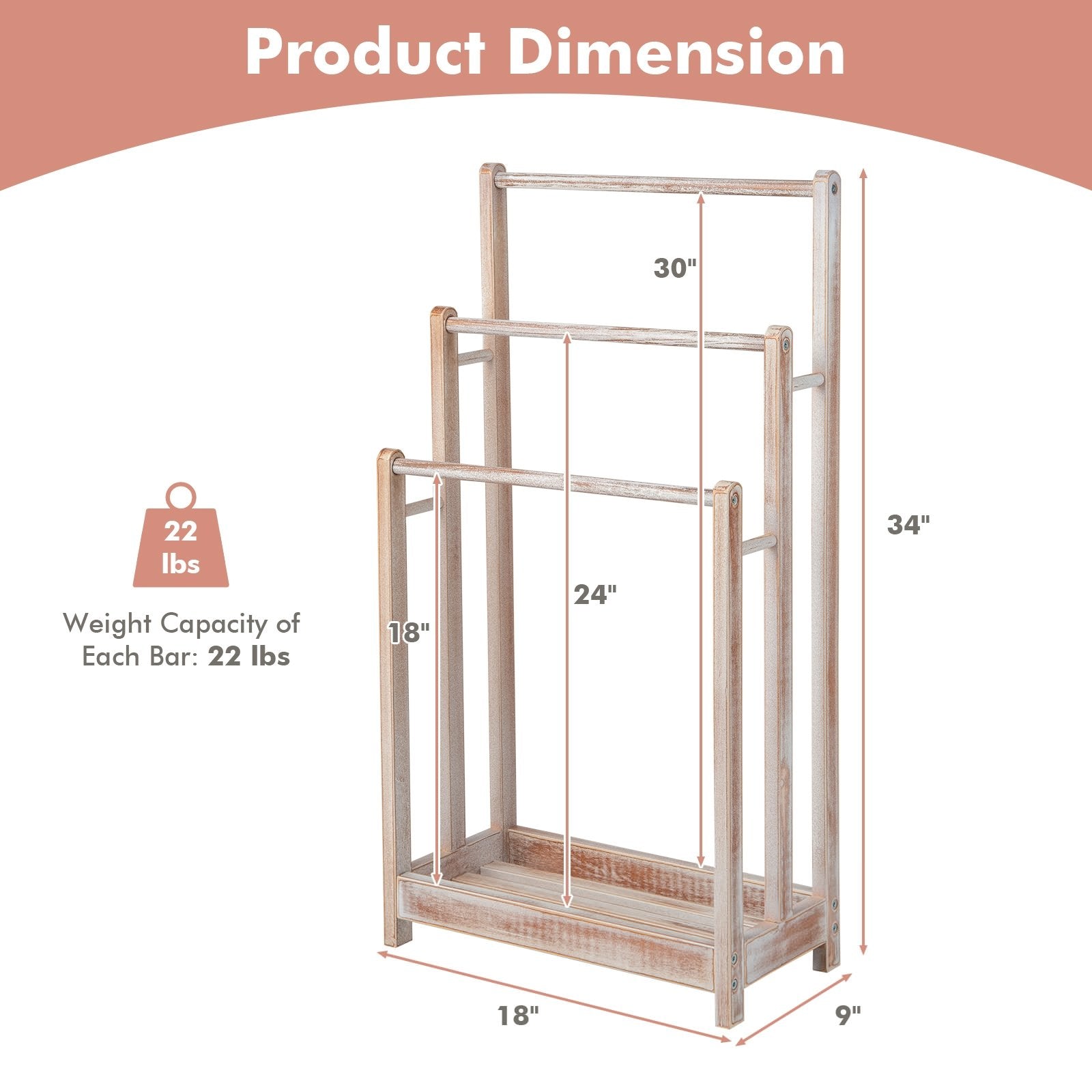 Freestanding Towel Rack 3-Bar Hand Towel Drying Stand with Bottom Storage Shelf, White Towel Racks   at Gallery Canada