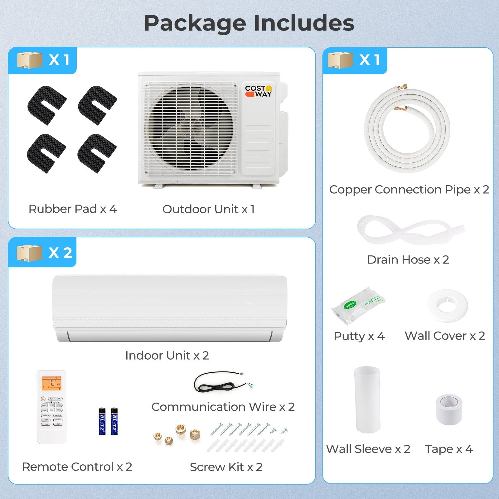 36000 BTU 2 Zone 19 SEER2 Mini Split AC with Heat Pump-24K + 24K, White Mini Split Air Conditioners   at Gallery Canada