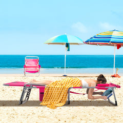 5-position Outdoor Folding Chaise Lounge Chair, Pink