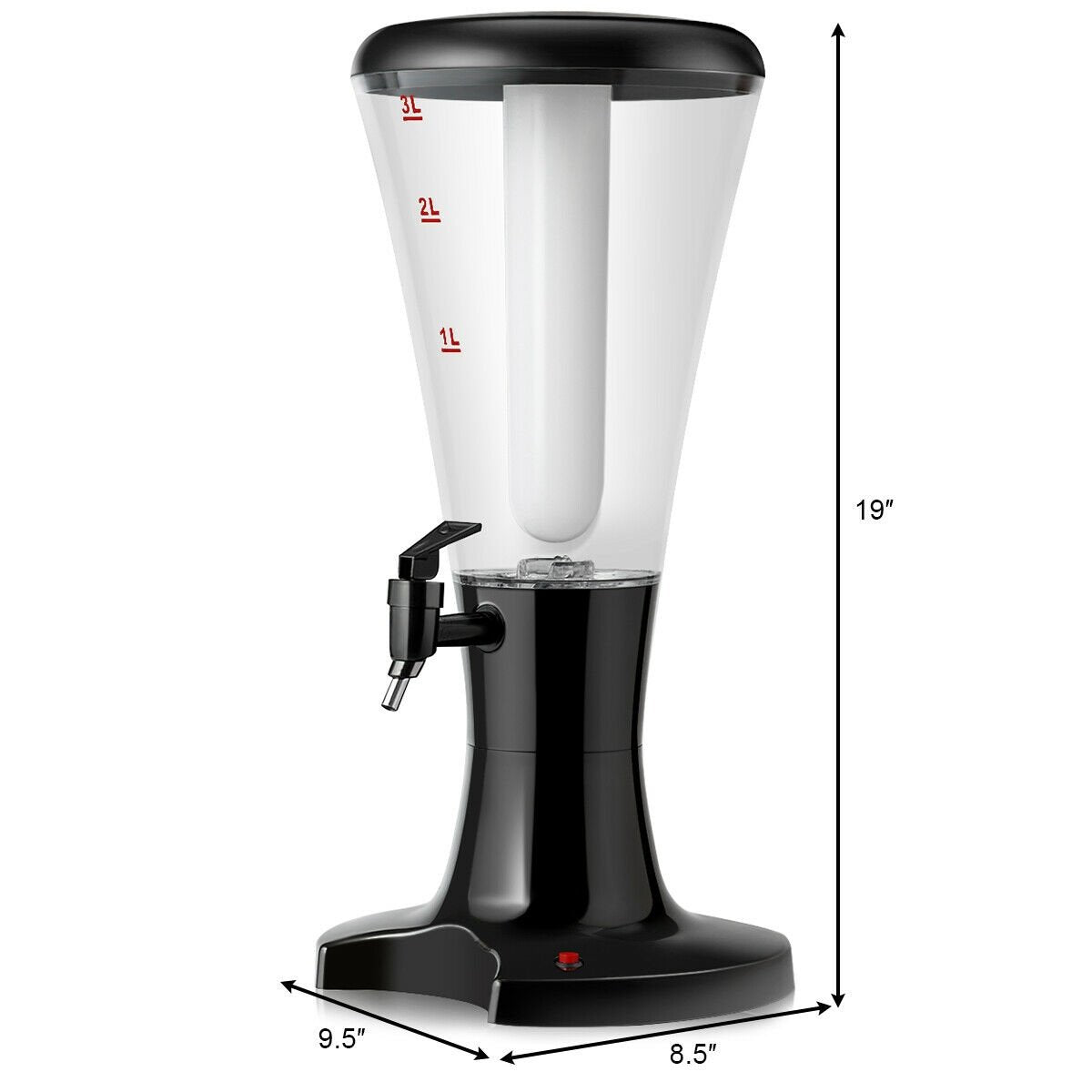 Set of 2 3L Draft Beer Tower Dispenser with LED Lights, Black Water Dispensers   at Gallery Canada