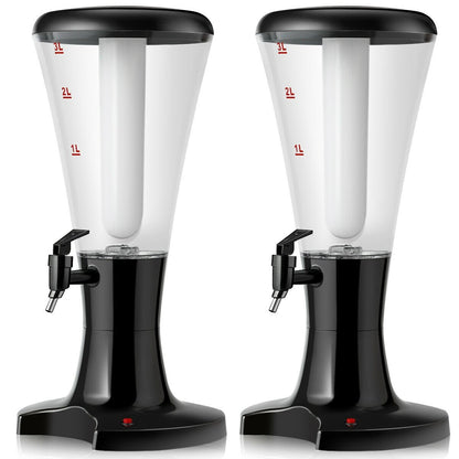 Set of 2 3L Draft Beer Tower Dispenser with LED Lights, Black Water Dispensers   at Gallery Canada