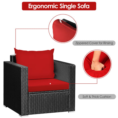 3 Pieces Patio wicker Furniture Set with Cushion, Red Patio Conversation Sets   at Gallery Canada