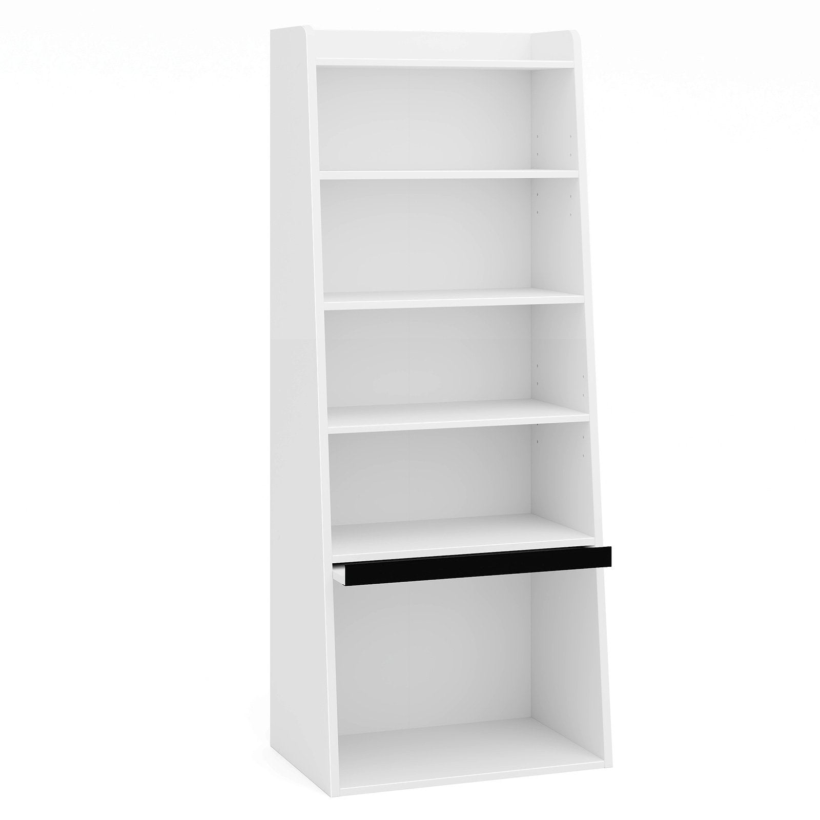 6-Tier Bookcase Freestanding Ladder Bookshelf with 2 Adjustable Shelves and Flip Up Door, White Bookcases   at Gallery Canada