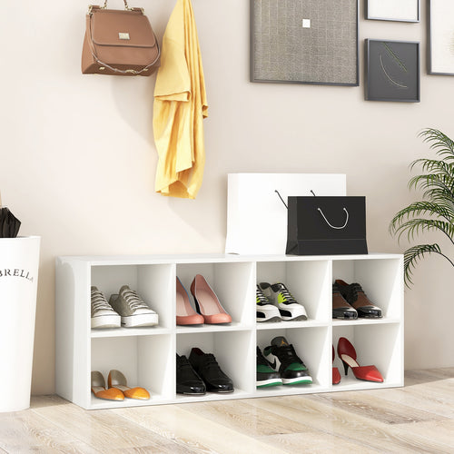 8 Cubbies Shoe Organizer with 500 LBS Weight Capacity, White