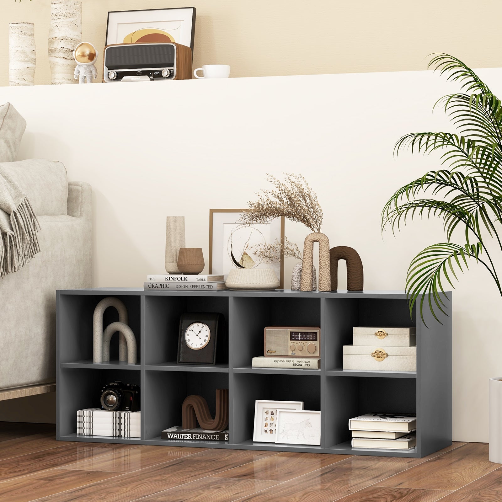 8 Cubbies Shoe Organizer with 500 LBS Weight Capacity, Gray Shoe Racks & Storage Benches at Gallery Canada