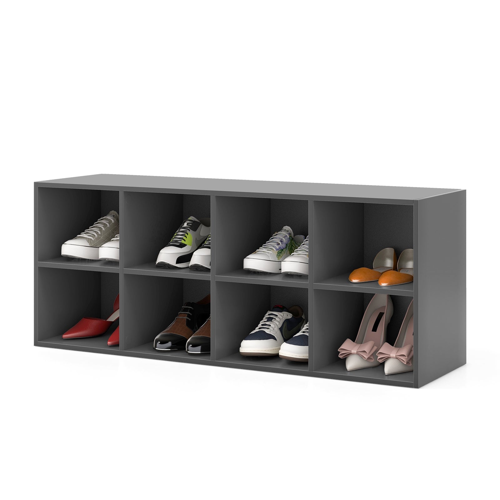 8 Cubbies Shoe Organizer with 500 LBS Weight Capacity, Gray Shoe Racks & Storage Benches at Gallery Canada