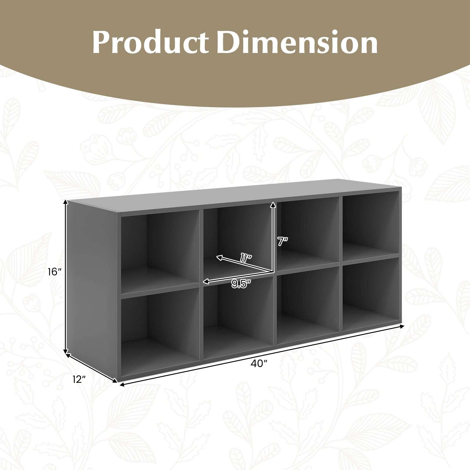 8 Cubbies Shoe Organizer with 500 LBS Weight Capacity, Gray Shoe Racks & Storage Benches at Gallery Canada